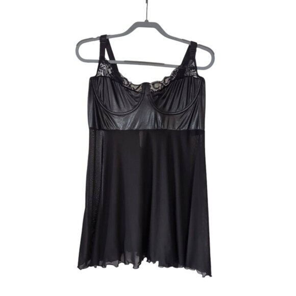 Darque Y2K Wet Look Sexy Whimsigoth Cosplay Renaissance Revival Babydoll 1X/2X - Picture 2 of 8